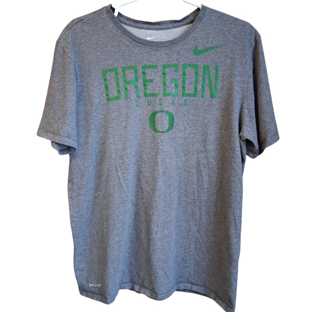 Nike Dri-Fit Oregon Ducks Heather Gray SS Tshirt Large Athletic Athleisure EUC
